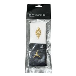 NIKE Air Jordan Wristband Set Black White Gold Dri-fit Unisex One Size